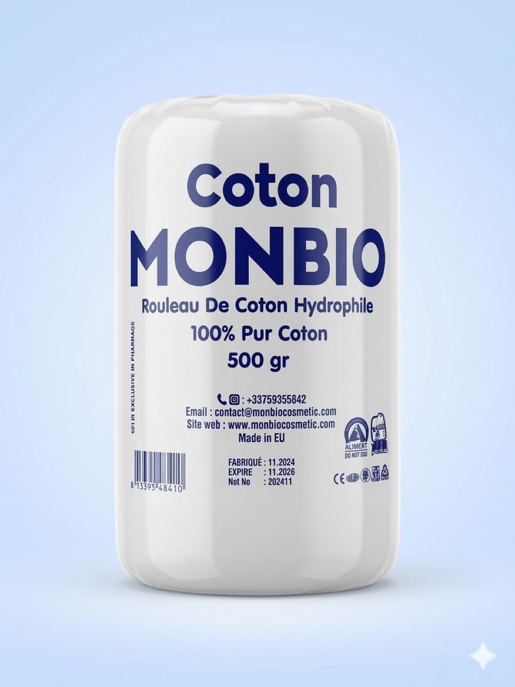 Rouleau de Coton Hydrophile Monbio — 500g